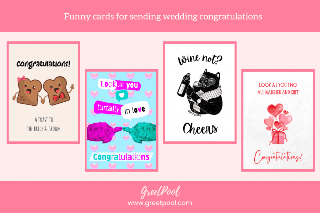funny wedding cards to congratulate and send greetings as a group