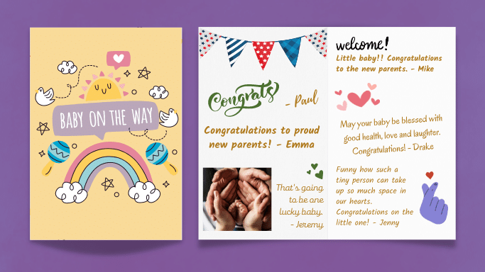 Greetpool group ecard to send new baby wishes from multiple people together