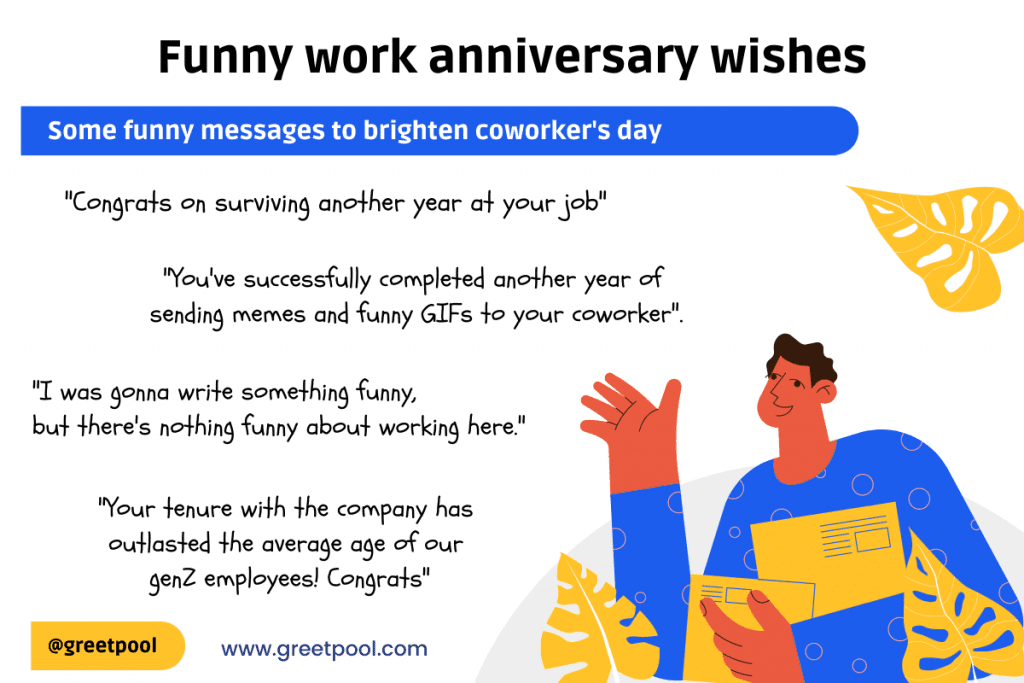 funny work anniversary wishes and messages for coworkers