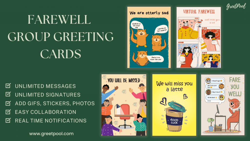 Farewell group ecards for office coworkers that multiple people can sign as a group - greetpool