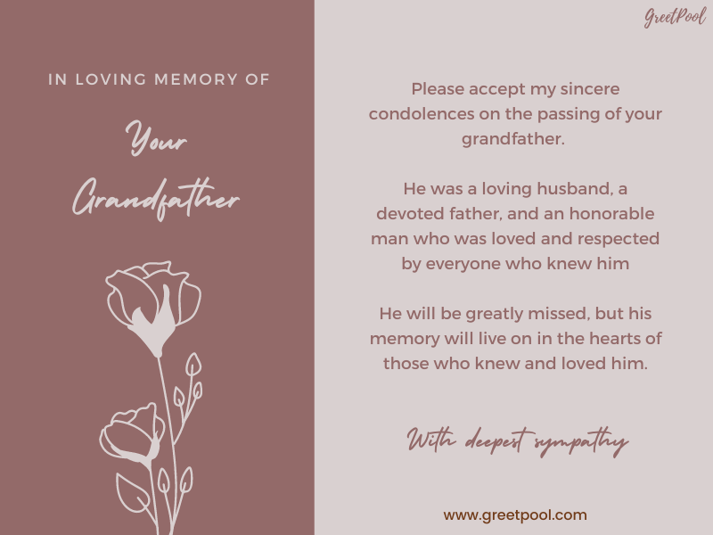 sympathy message for loss of a grandfather or grandpa, condolence message, what to write