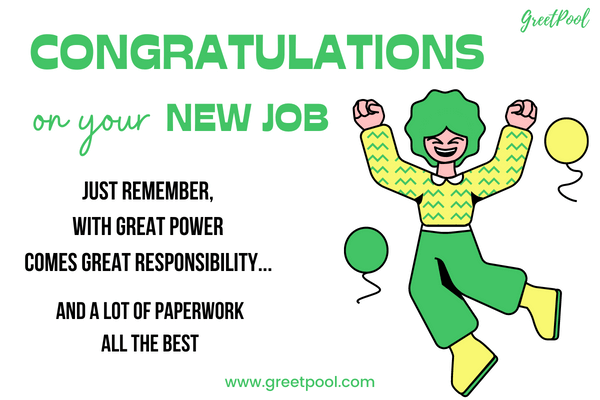 new job congratulations wishes happy and funny card messages image
