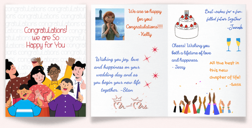 Happy Engagement ecard signed by multiple people personalized greetpool group greetings