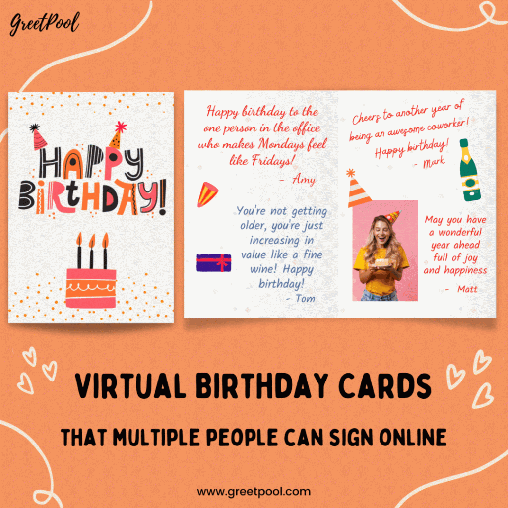 Virtual birthday card that multiple people can sign