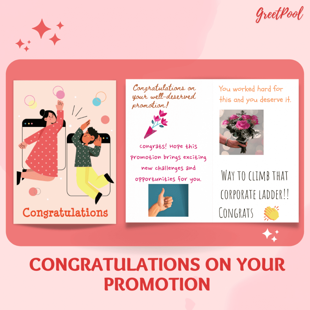 office promotion congratulation messages and wishes for coworkers| GreetPool Group Greeting Cards