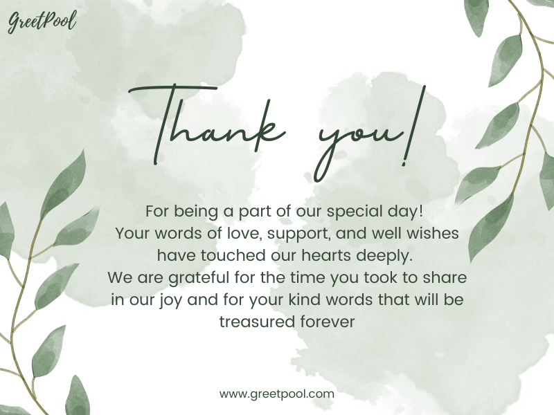 Thank You Message for wedding attendees | GreetPool Group Ecards