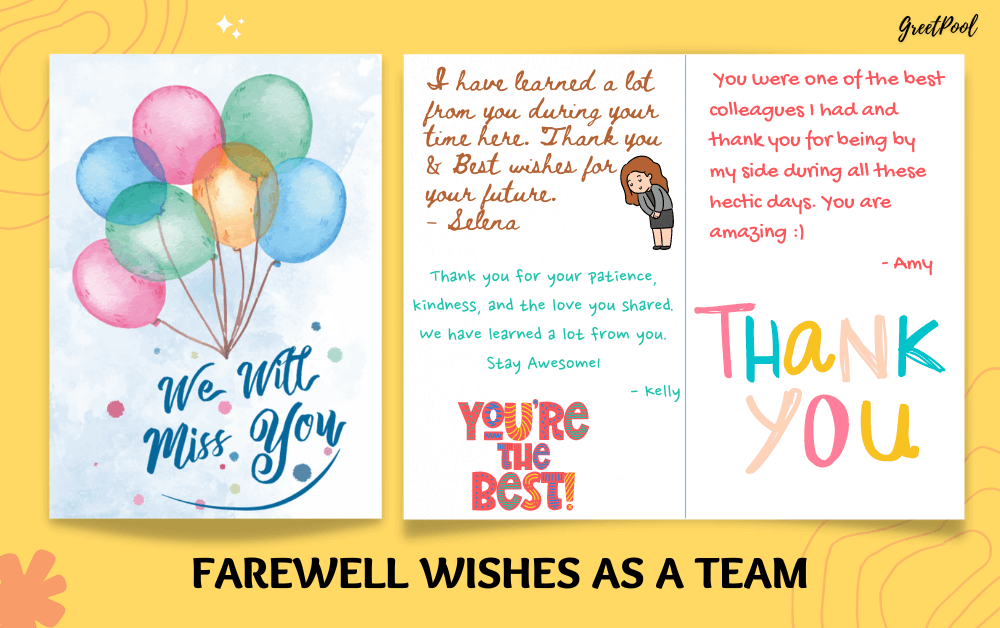 sending farewell wishes and messages to coworkers as a group